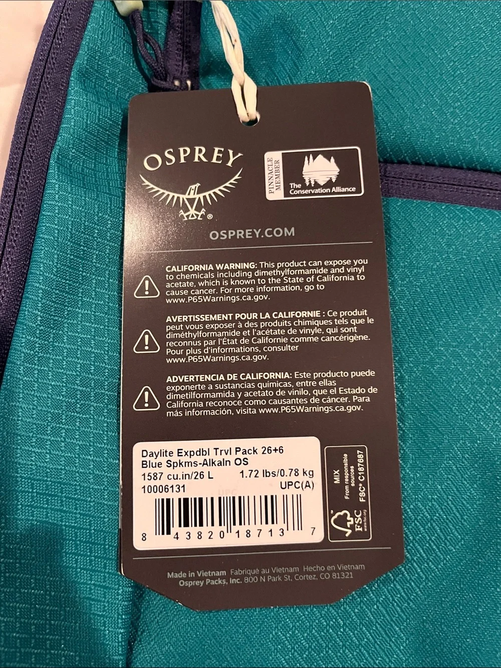 OSPREY Daylite Backpack Teal with Navy Accents